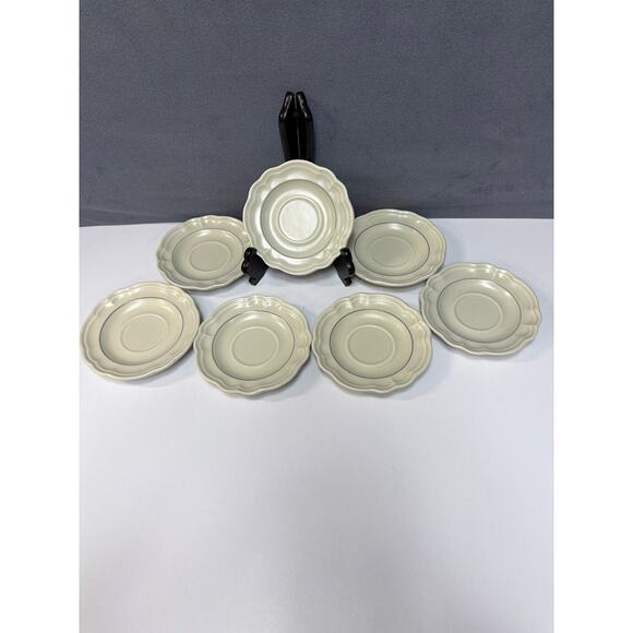 VTG Pfaltzgraff HEIRLOOM USA Gray Stoneware Saucer 6" Set of 7 - Picture 5 of 5
